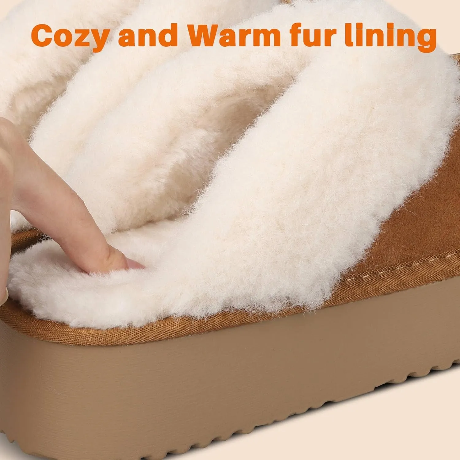 Platform Slippers for Women Warm Shearling Linings Women's Shoe House Slippers Comfortable & Light-Weight