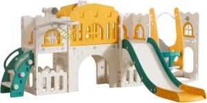 Playground Game System,10 in 1 Toddler Slide, Kids Slide Indoor for Toddlers 1-3 with Swing, Basketball Hoop and Telescope, Juegos Infantiles