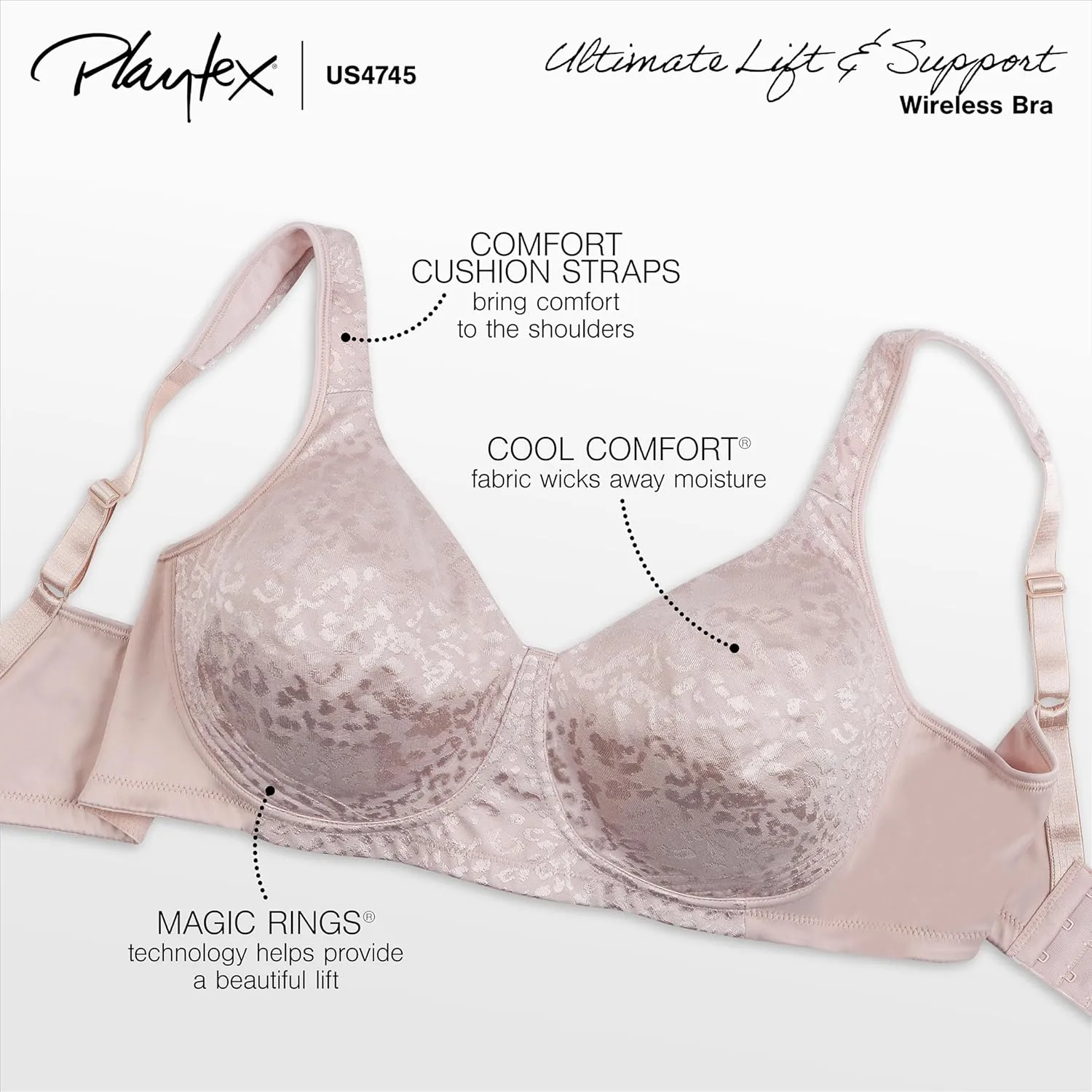 PLAYTEX Women's Wireless, 18 Hour Plus-Size Bras Available, Ultimate Lift, Moisture-Wicking, Single or 2-Pack