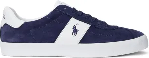 POLO RALPH LAUREN, Men, Court Vulc Leather-Suede Sneaker, Navy, 10, Medium