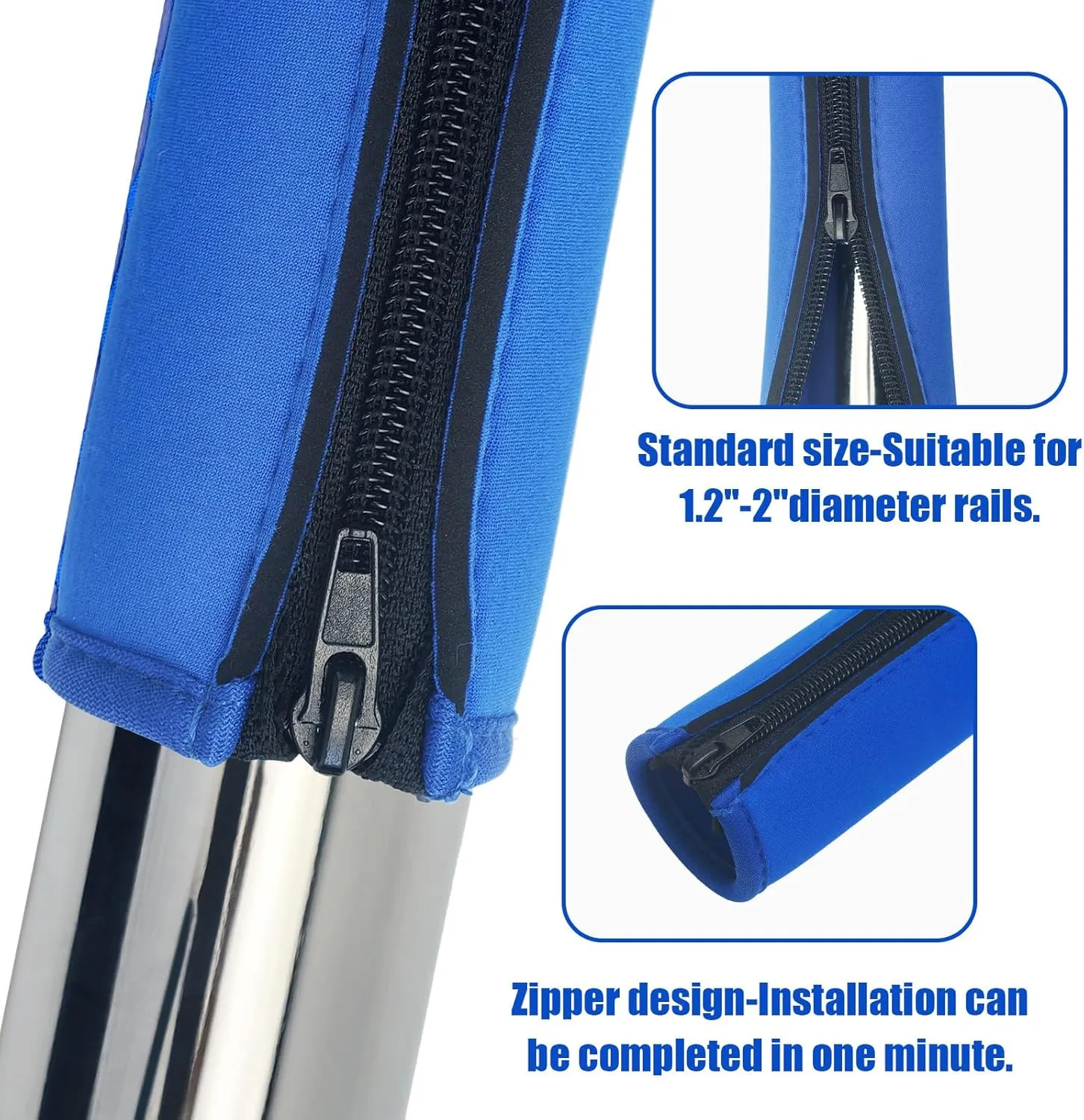 Pool Handrail Covers with Zippers for Inground Swimming Pools Hand Rail Cover, 4-10 ft Non Slip Cool Touch Heat Resistant, Blue, Anti-Slip Swim Pool Railing Ladder Handle Grip 4 Feet 2 Pack