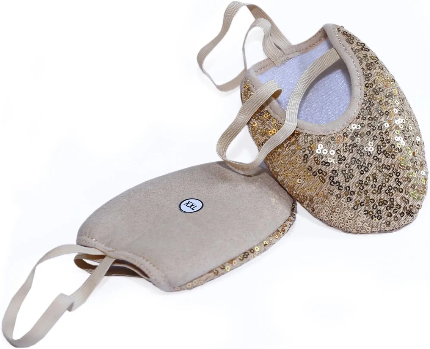 Premium Sequin Fabric Rhythmic Gymnastics Shoe - Half Sole Stretch Women Dance Shoe - Pointe Gymnastics Shoes - Elastic Ballet Half Shoes Rhythmic Gymnastics Shoe