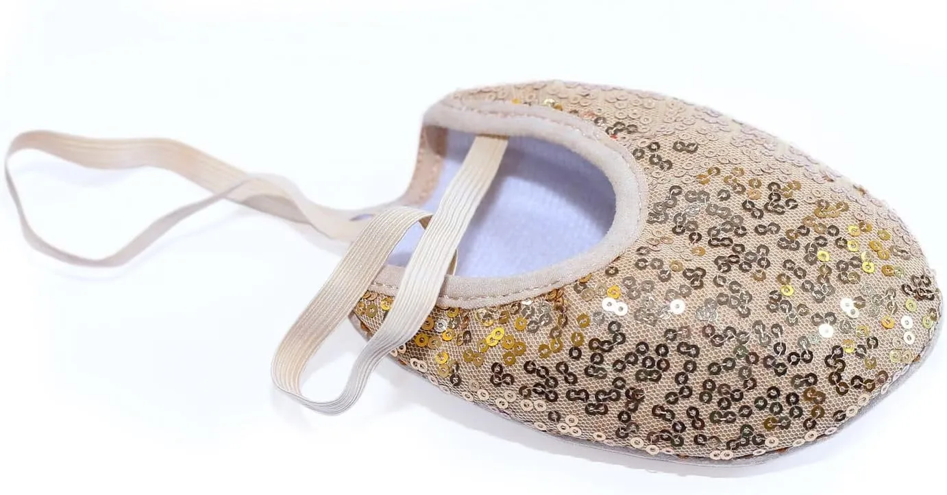 Premium Sequin Fabric Rhythmic Gymnastics Shoe - Half Sole Stretch Women Dance Shoe - Pointe Gymnastics Shoes - Elastic Ballet Half Shoes Rhythmic Gymnastics Shoe