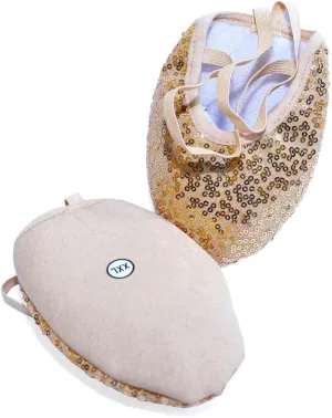 Premium Sequin Fabric Rhythmic Gymnastics Shoe - Half Sole Stretch Women Dance Shoe - Pointe Gymnastics Shoes - Elastic Ballet Half Shoes Rhythmic Gymnastics Shoe
