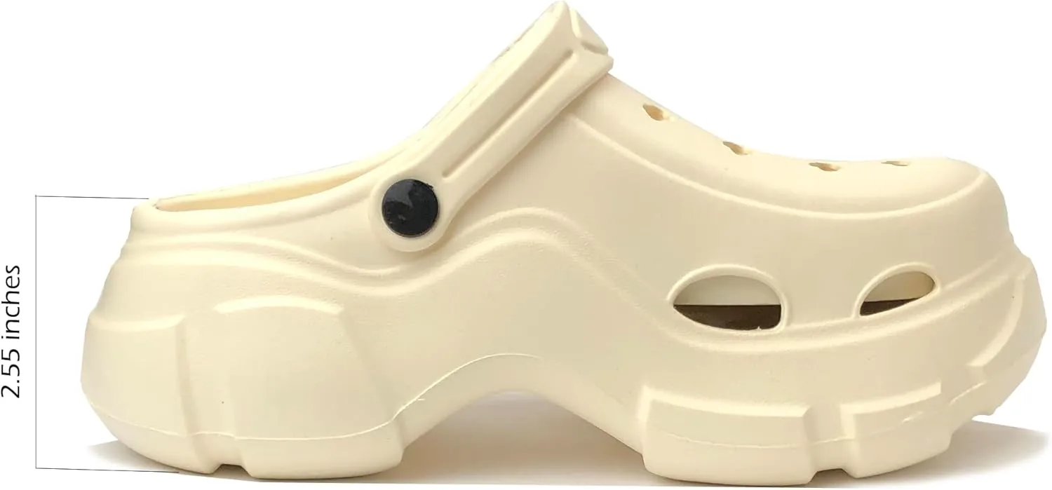 REDVOLUTION Women's Platform Clogs Thick Sole Mules Shoes Soft EVA Footbed