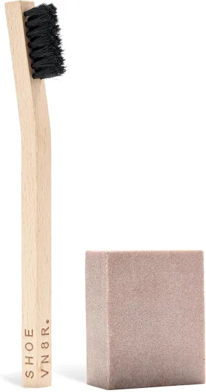 RESHOEVN8R Dry Suede Kit - Sneaker Cleaner & Shoe Care for Light-Colored Nubuck & Suede Shoes - Gently Removes Marks, Spots, & Scuffs - 1 Cleaning Brush & 1 Eraser