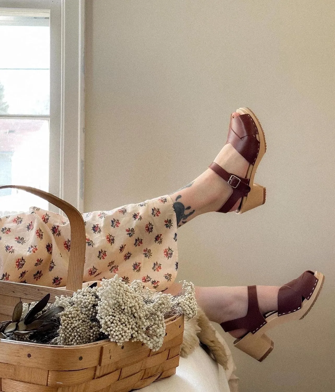 Sandgrens Handmade Swedish Wood Clogs for Women, High Heel Sandal | Monroe