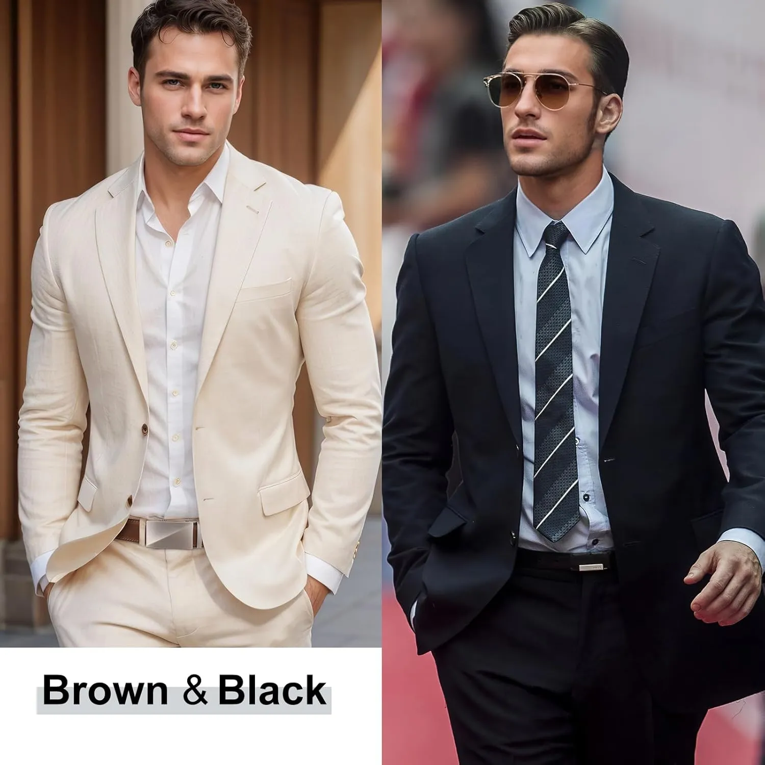 SANSTHS 2 Pack Ratchet Leather Belts for Men, Faux Leather Men Belts for Casual Business Dress Belt