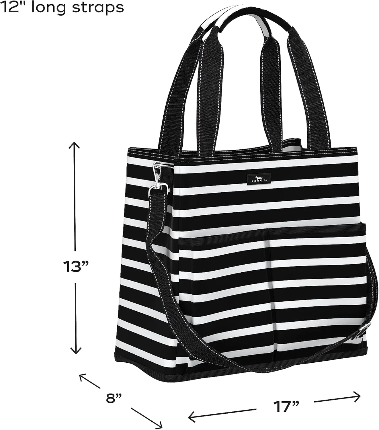 SCOUT Baby Bag, On Board Travel Bag, Handbags For Women, Coated Cotton Fabric, Removable & Adjustable Crossbody Strap, Compartments For Stroller Organizer, Tote Bag, Zipper Pockets