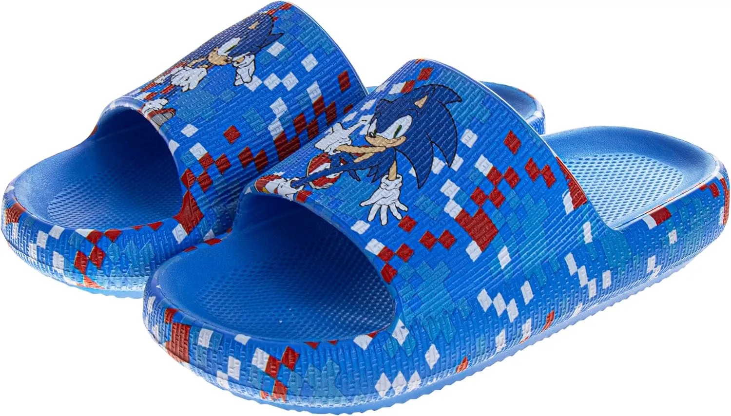 SEGA Sonic the Hedgehog Slide Boys Open Toe - Kids Sonic Sandals Beach Summer Slippers Water Shoes (size 13 little kid / 1-4 big kid)