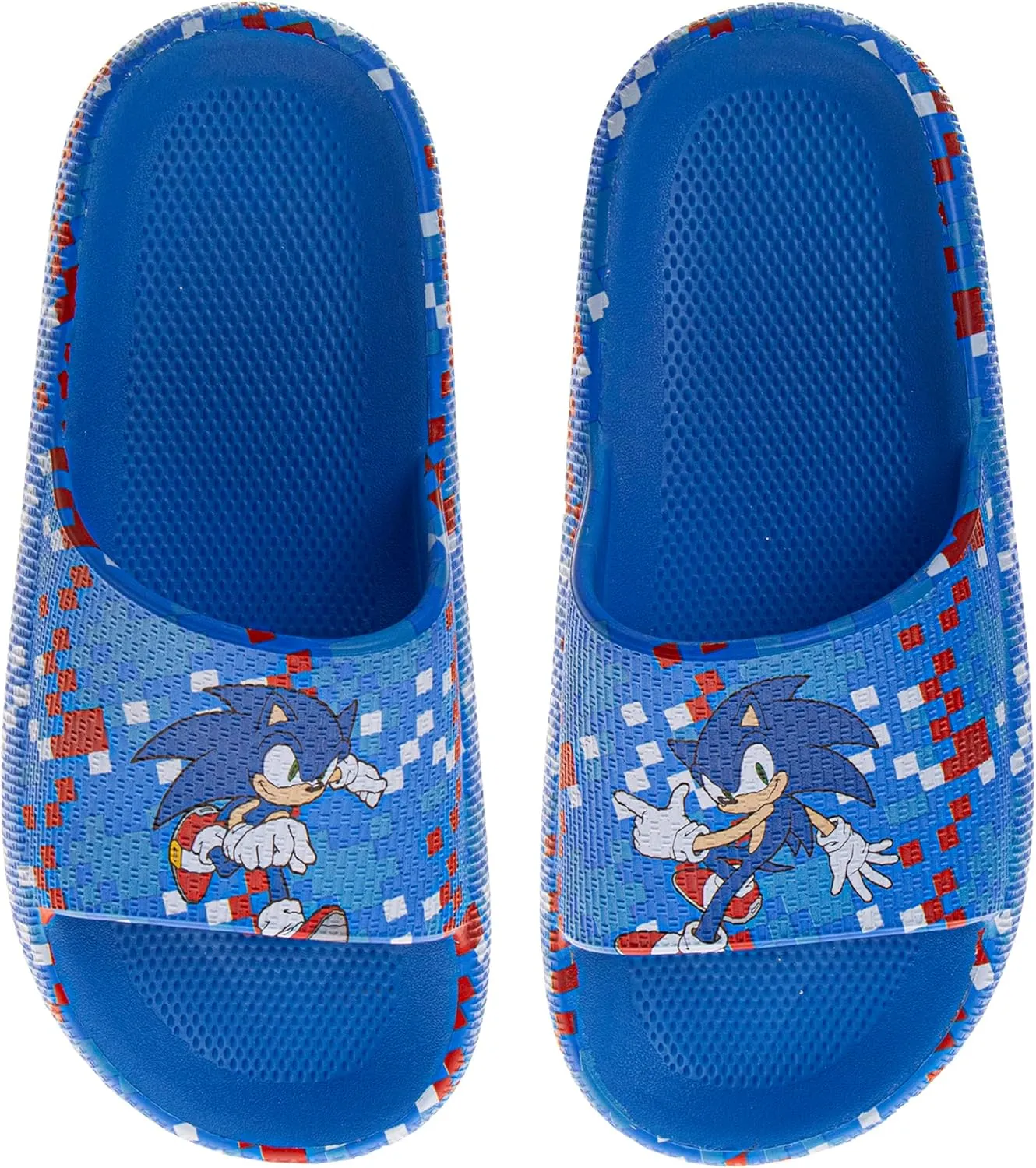 SEGA Sonic the Hedgehog Slide Boys Open Toe - Kids Sonic Sandals Beach Summer Slippers Water Shoes (size 13 little kid / 1-4 big kid)