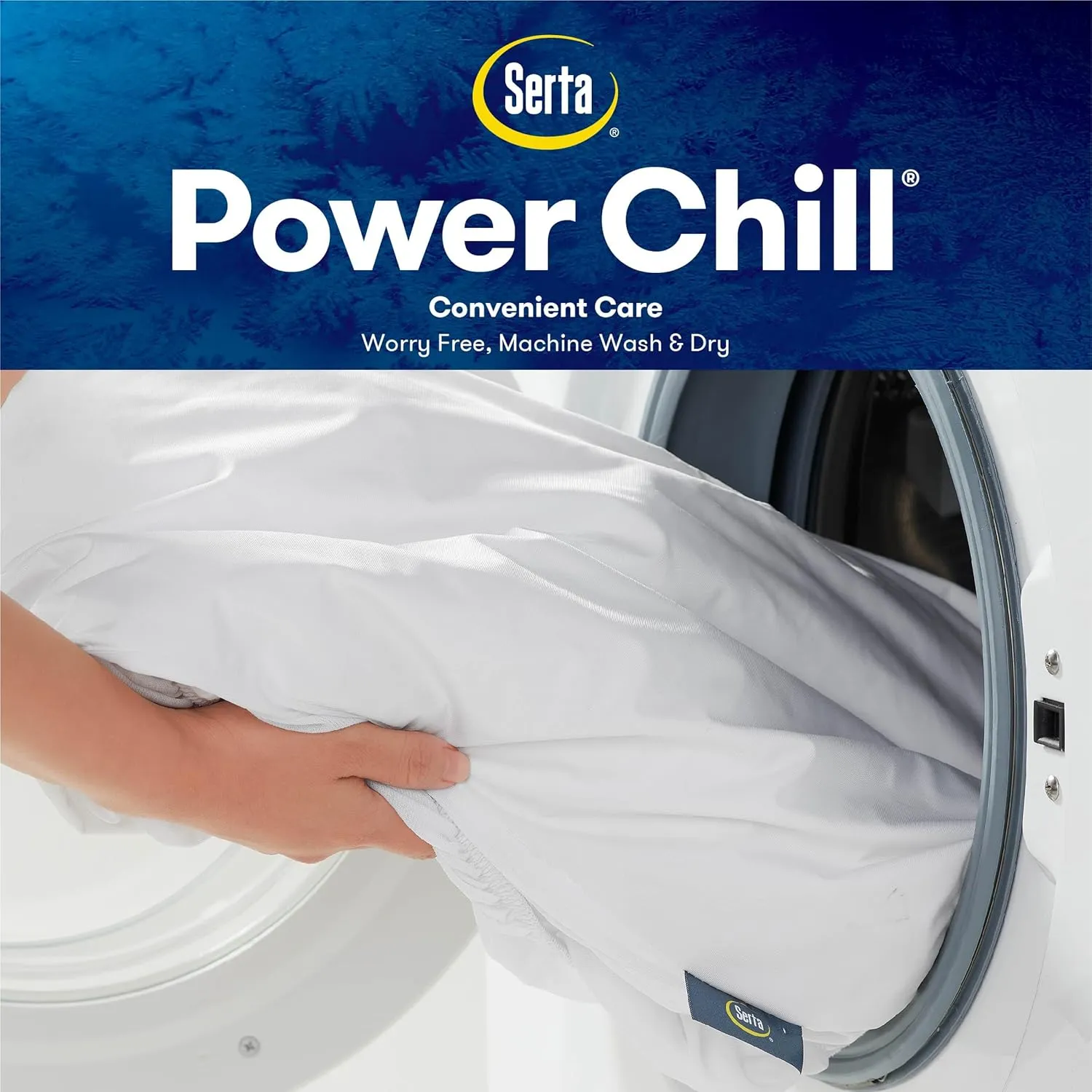 Serta Power Chill Cooling King Mattress Pad, Elastic Fitted Mattress Protector, Soft and Breathable Pillow Top Cover, 18" Deep Pockets for Secure Fit, Machine Washable, White