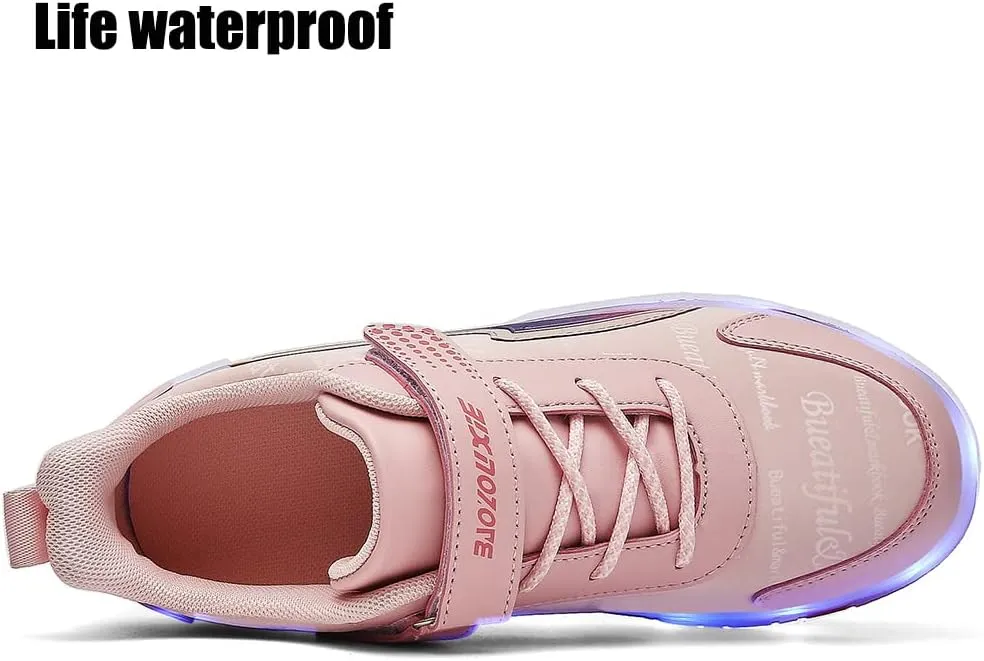 Shining Roller Skates Sneaker Whit 4 Wheels 16 LED Flashing Model Rechargeable Boys Girls Shoes Skateboarding for Kids Happy in Party Birthday School Gift