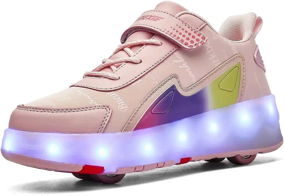 Shining Roller Skates Sneaker Whit 4 Wheels 16 LED Flashing Model Rechargeable Boys Girls Shoes Skateboarding for Kids Happy in Party Birthday School Gift