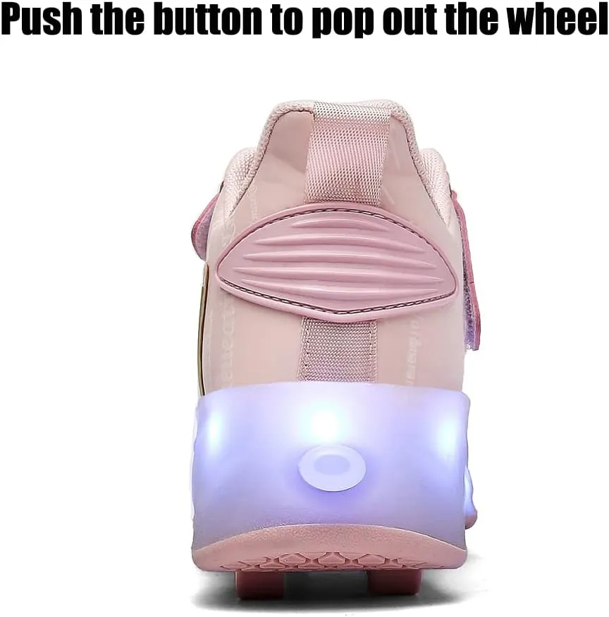 Shining Roller Skates Sneaker Whit 4 Wheels 16 LED Flashing Model Rechargeable Boys Girls Shoes Skateboarding for Kids Happy in Party Birthday School Gift