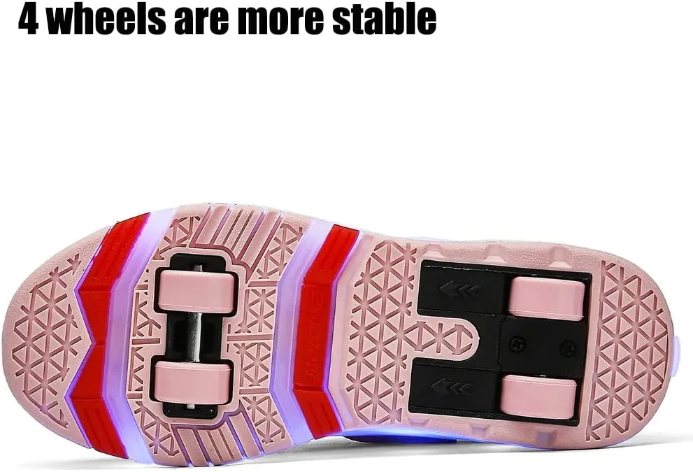 Shining Roller Skates Sneaker Whit 4 Wheels 16 LED Flashing Model Rechargeable Boys Girls Shoes Skateboarding for Kids Happy in Party Birthday School Gift