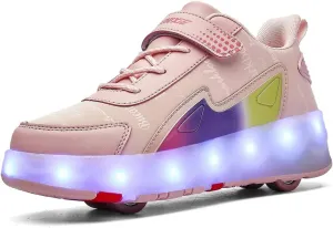 Shining Roller Skates Sneaker Whit 4 Wheels 16 LED Flashing Model Rechargeable Boys Girls Shoes Skateboarding for Kids Happy in Party Birthday School Gift
