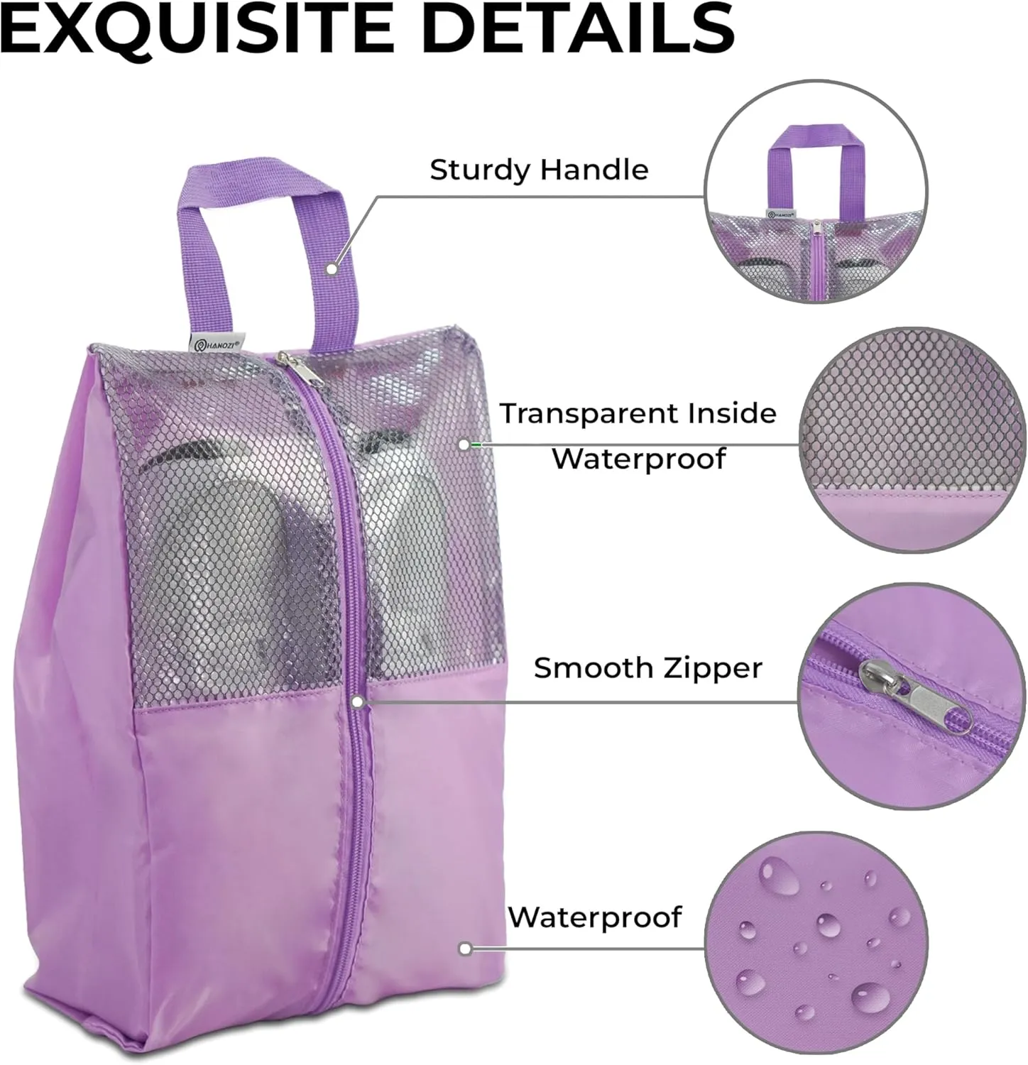 Shoe Bags For Travel, Used As For Storage or Shoe Travel Bag, Space Saving When Travelling With This Travel Shoe Bags For Packing, Waterproof Nylon Sneaker Bag. (Light Purple, 2 Pack, Medium)