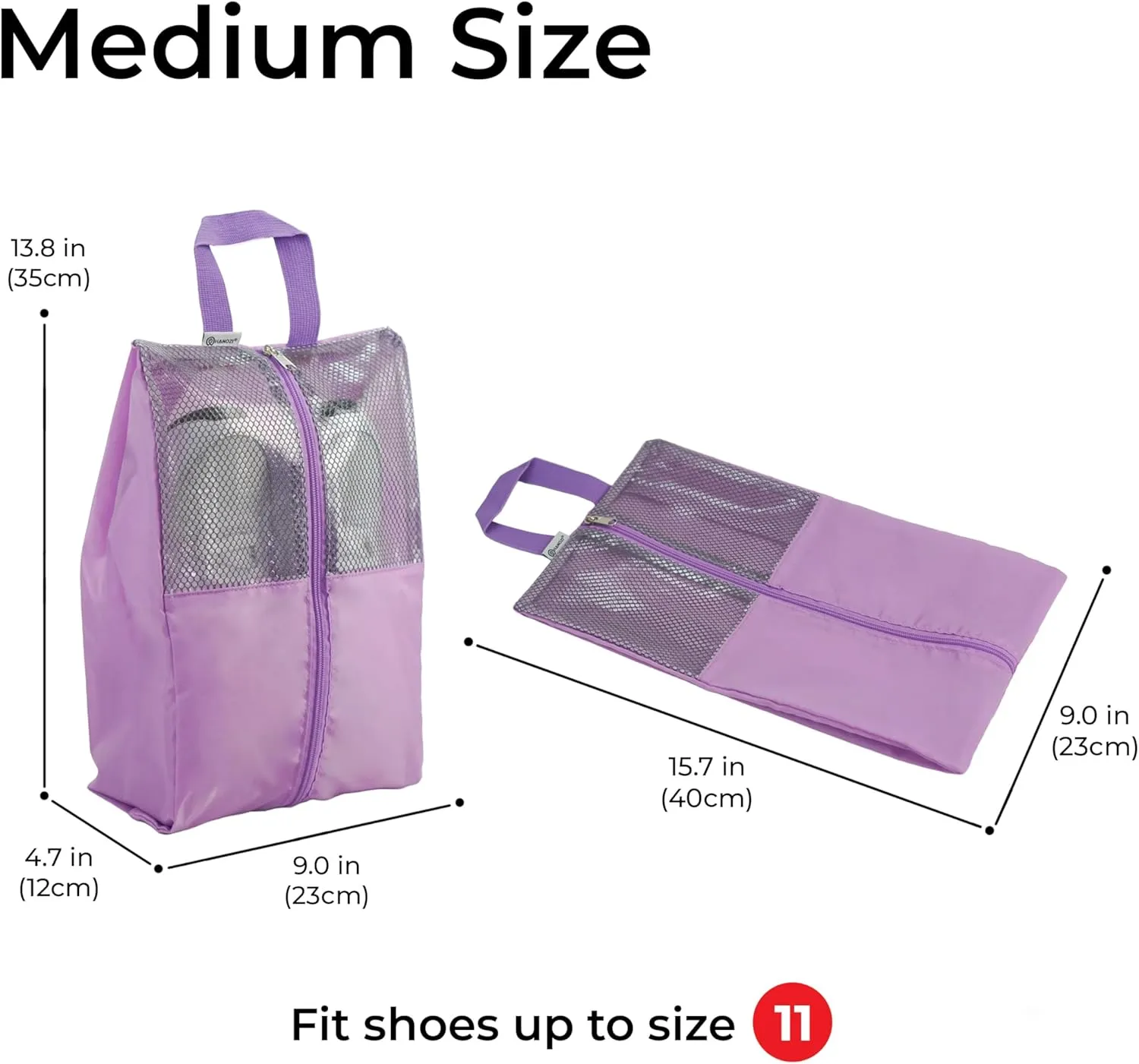 Shoe Bags For Travel, Used As For Storage or Shoe Travel Bag, Space Saving When Travelling With This Travel Shoe Bags For Packing, Waterproof Nylon Sneaker Bag. (Light Purple, 2 Pack, Medium)