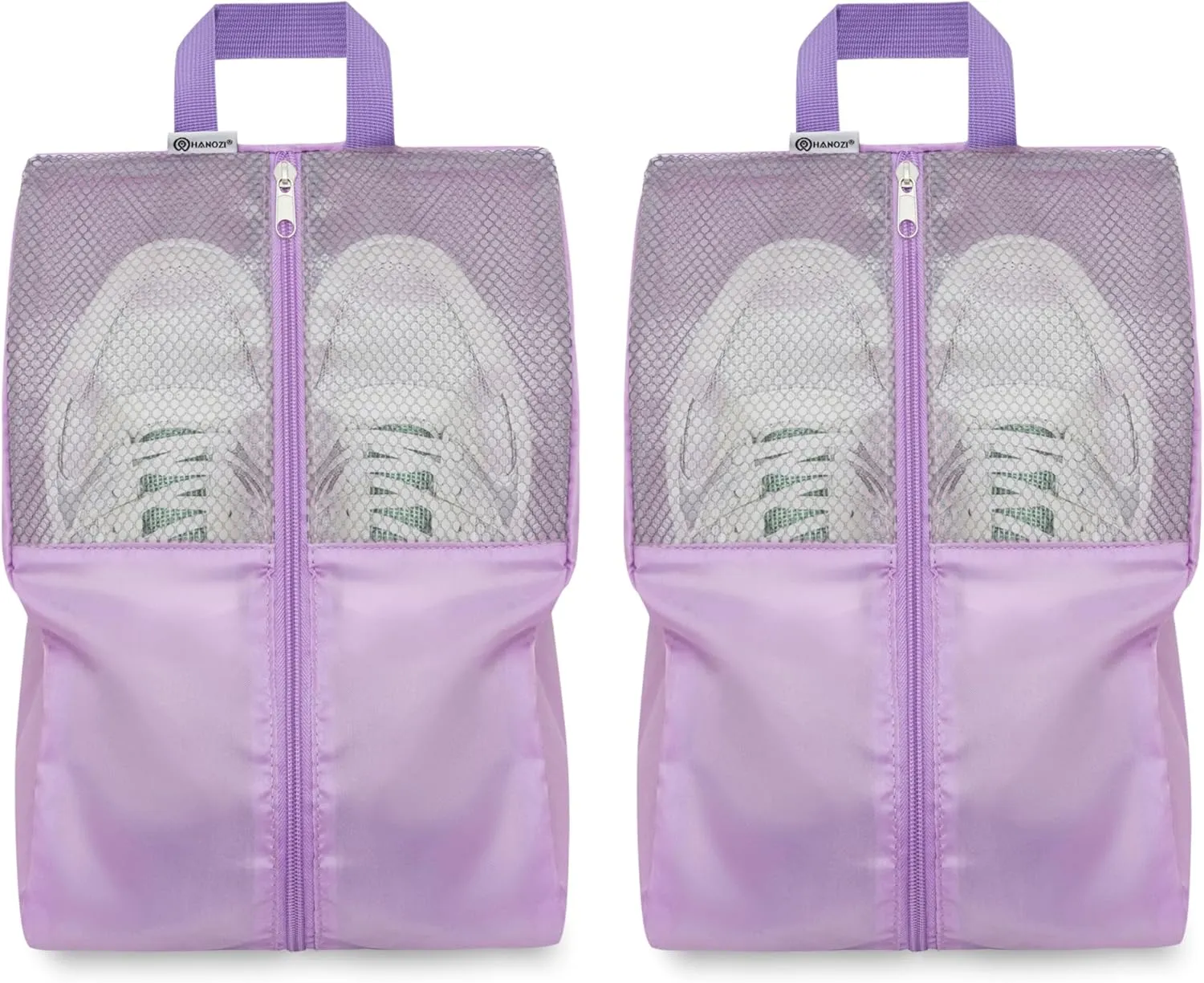 Shoe Bags For Travel, Used As For Storage or Shoe Travel Bag, Space Saving When Travelling With This Travel Shoe Bags For Packing, Waterproof Nylon Sneaker Bag. (Light Purple, 2 Pack, Medium)
