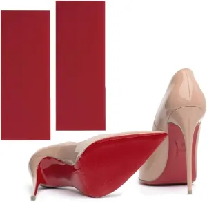 Shoe Sole Protectors for Christian Louboutin Heels, Red Silicone Non-Slip Self Adhesive Shoes Cover Bottoms, Shoe Bottom and Heel Anti Slip Grip Pads for Women, 3.9x10.6in 2Pcs for 4 Soles