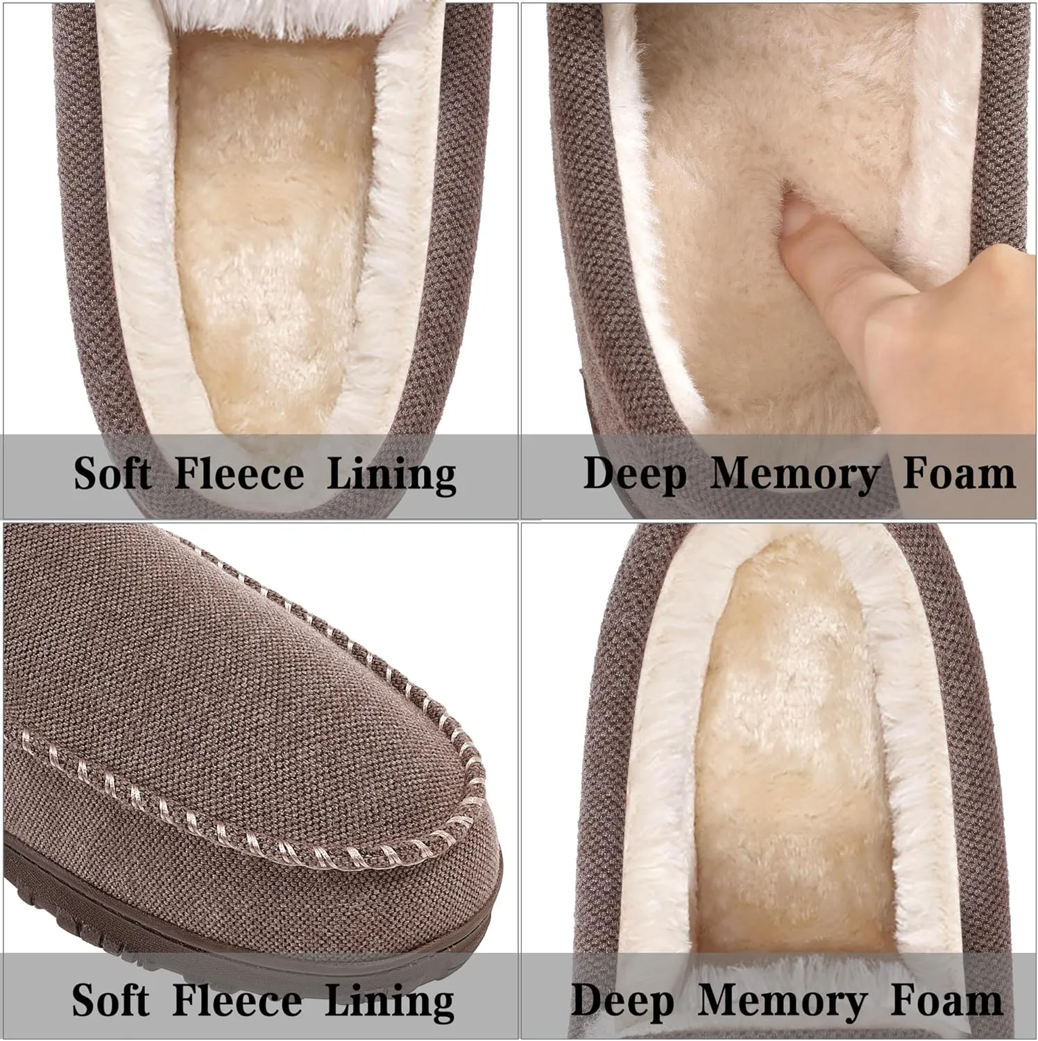 shoeslocker Slippers for Men Soft Plush Memory Foam House Shoes Bedroom Moccasin Slippers Indoor Outdoor