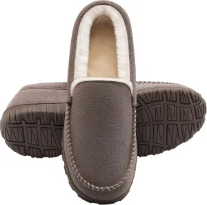 shoeslocker Slippers for Men Soft Plush Memory Foam House Shoes Bedroom Moccasin Slippers Indoor Outdoor