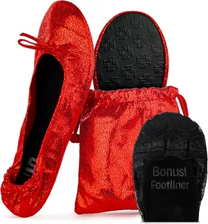 Silky Toes Foldable Flats for Women Purse Ballet Shoes Ballerina Slippers