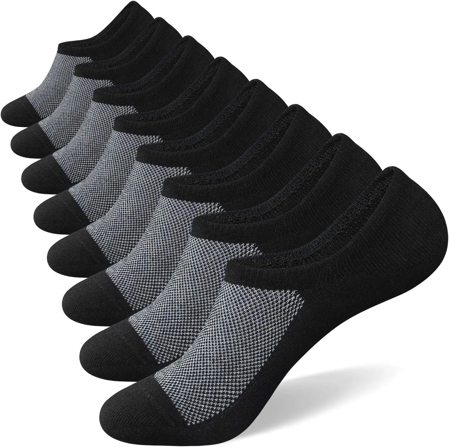 SIXDAYSOX No Show Socks for Men 6/8 pack Cotton Thin Low Cut Non Slip for Loafer Flats Sneakers 5-8/9-11/12-15
