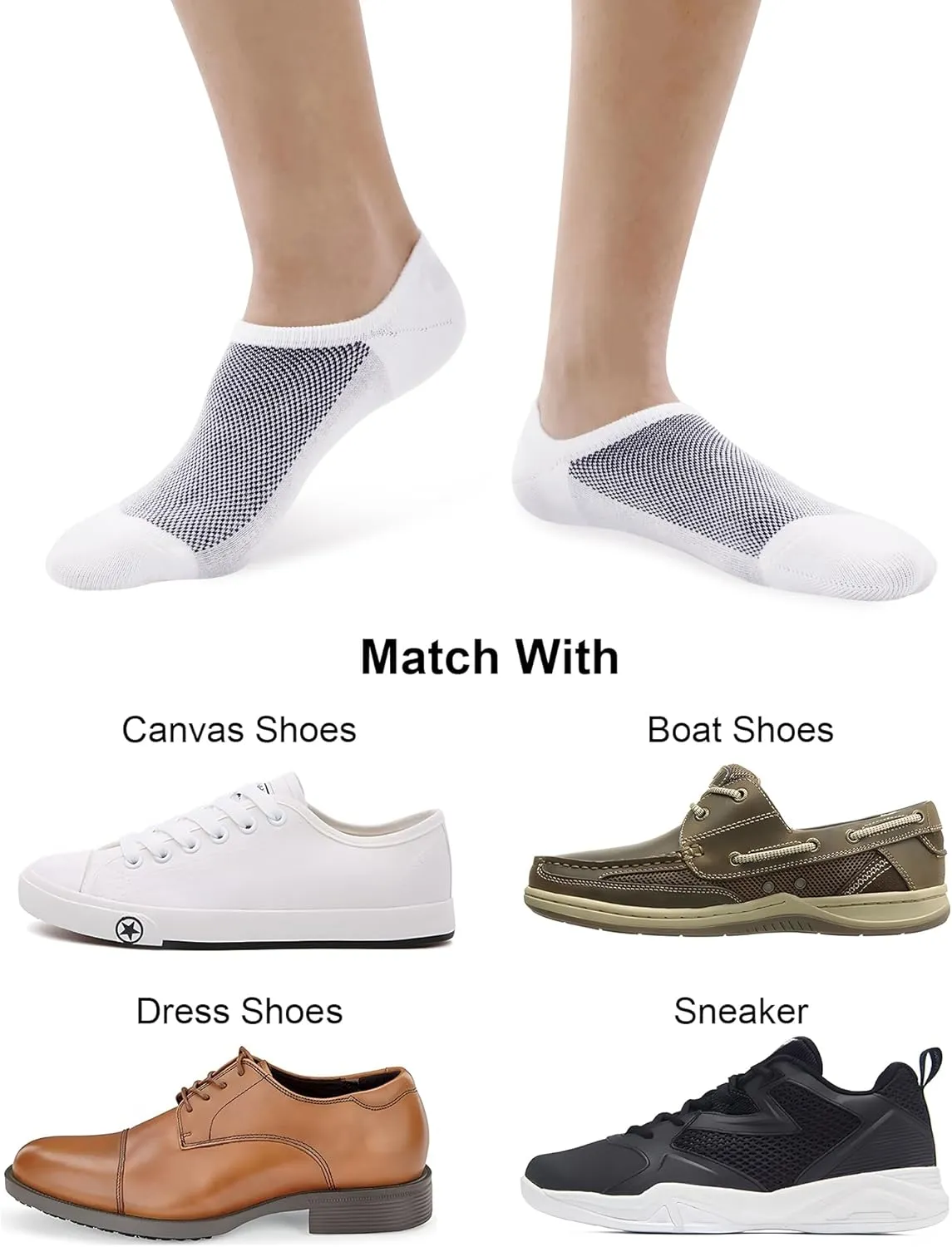 SIXDAYSOX No Show Socks for Men 6/8 pack Cotton Thin Low Cut Non Slip for Loafer Flats Sneakers 5-8/9-11/12-15