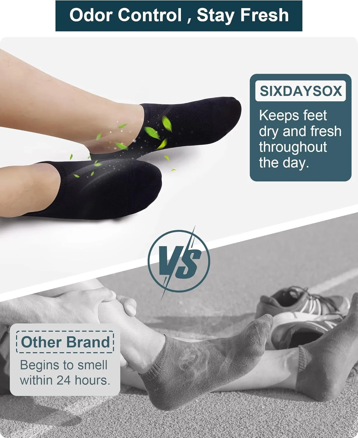 SIXDAYSOX No Show Socks for Men 6/8 pack Cotton Thin Low Cut Non Slip for Loafer Flats Sneakers 5-8/9-11/12-15