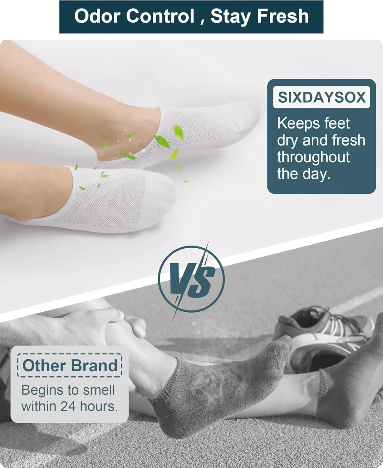 SIXDAYSOX No Show Socks for Men 6/8 pack Cotton Thin Low Cut Non Slip for Loafer Flats Sneakers 5-8/9-11/12-15