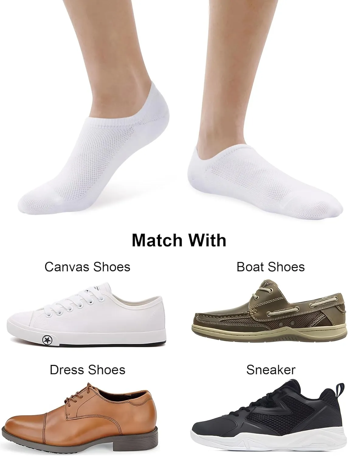 SIXDAYSOX No Show Socks for Men 6/8 pack Cotton Thin Low Cut Non Slip for Loafer Flats Sneakers 5-8/9-11/12-15