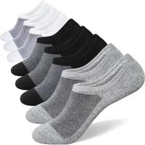SIXDAYSOX No Show Socks for Men 6/8 pack Cotton Thin Low Cut Non Slip for Loafer Flats Sneakers 5-8/9-11/12-15