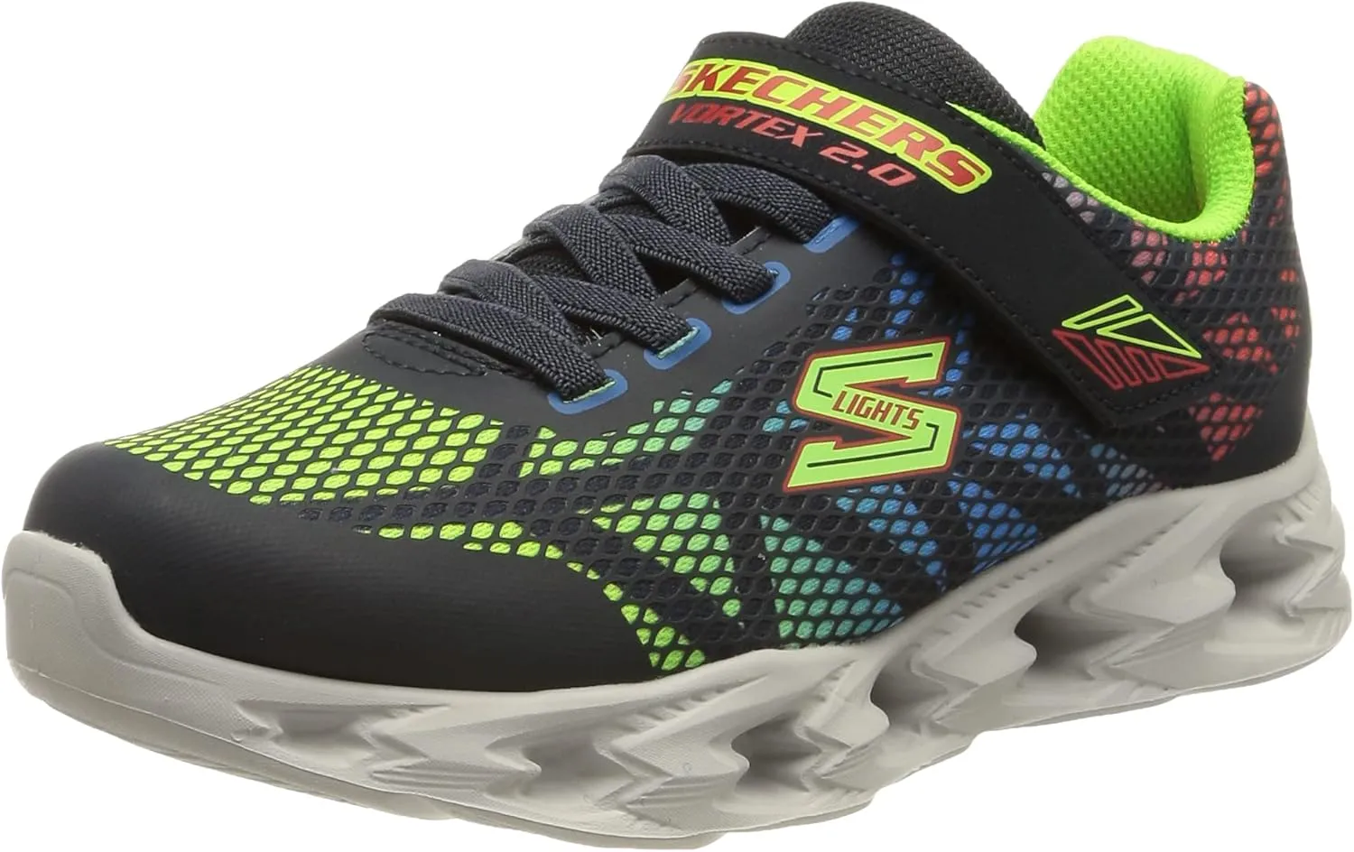 Skechers Skech Fast Sneaker, Black/White, 13.5 US Unisex Little Kid