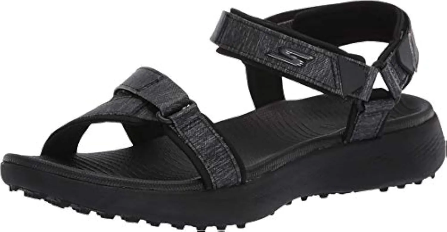 Skechers womens 600 Spikeless Sandals Golf Shoe, Black/Black, 10 US