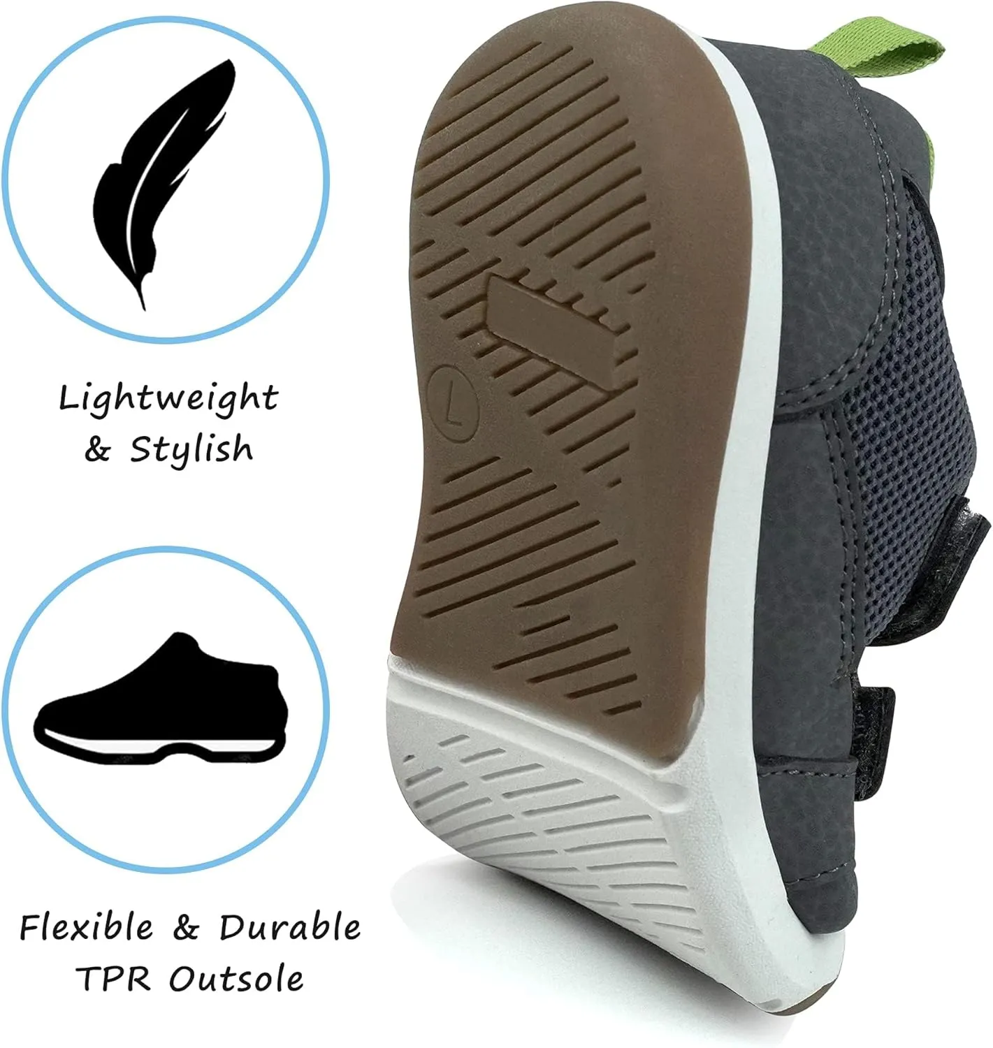SKYWHEEL Toddler Boys Girls Tennis Shoes Kids Slip On Barefoot Shoes Wide Casual Walking Running Sneakers for Little Kids