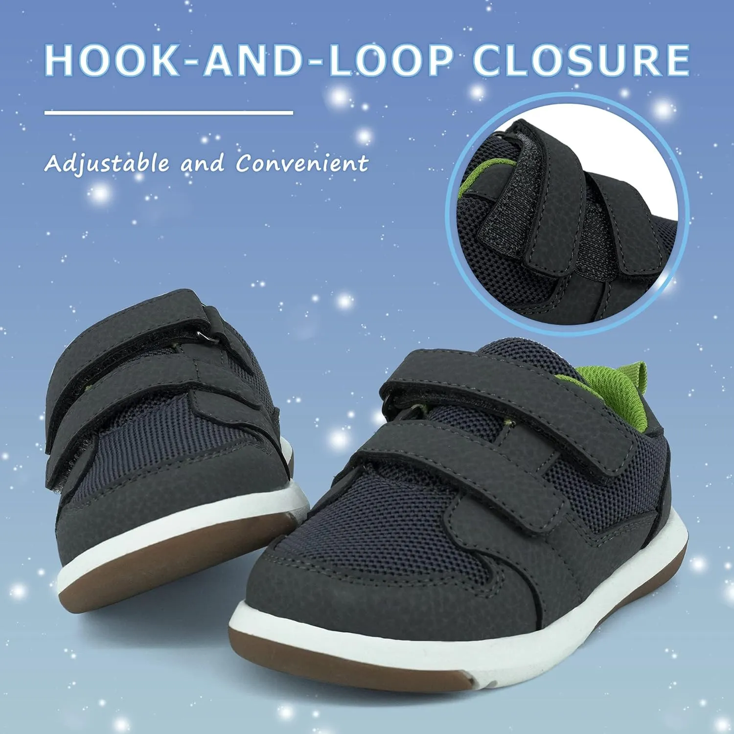 SKYWHEEL Toddler Boys Girls Tennis Shoes Kids Slip On Barefoot Shoes Wide Casual Walking Running Sneakers for Little Kids