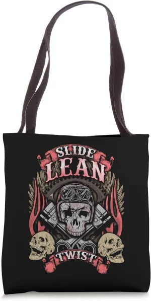 Slide Lean Twist Cool Skull Motorcycle Gift Biker USA Tote Bag