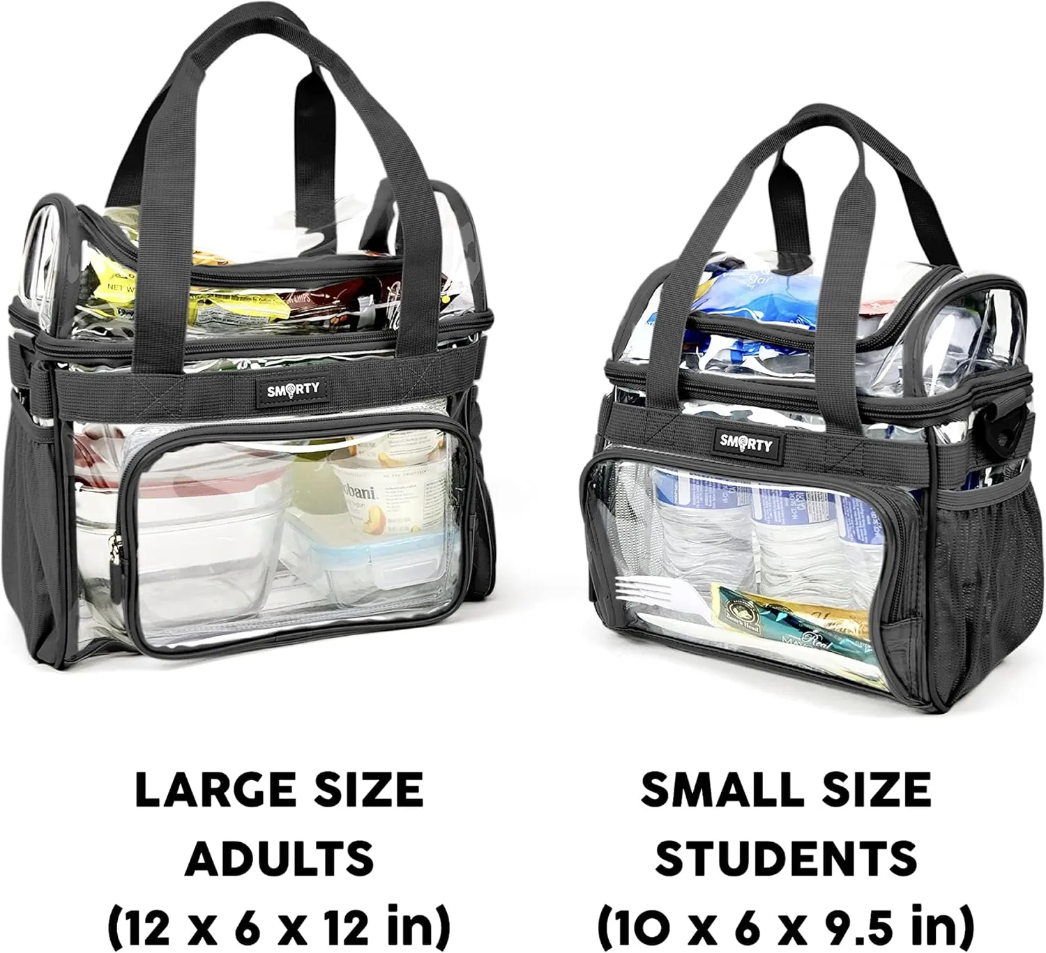 Small Clear Lunch Tote Heavy Duty Stadium Bag Approved Durable Crossbody Makeup Cosmetic Box for Men Women Work (Black, 10 x 9.5 x 6)