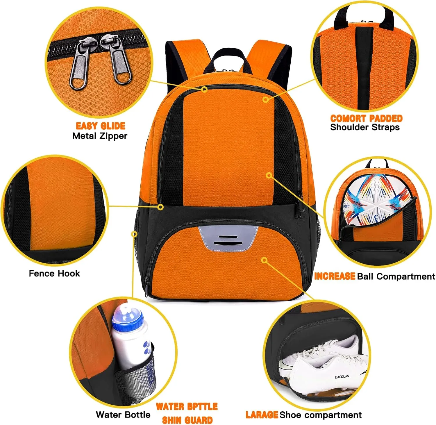 Soccer Bag,Youth Soccer Backpack, Football Volleyball Basketball Backpack fo,Sport Equipment Bags with Shoe compartment