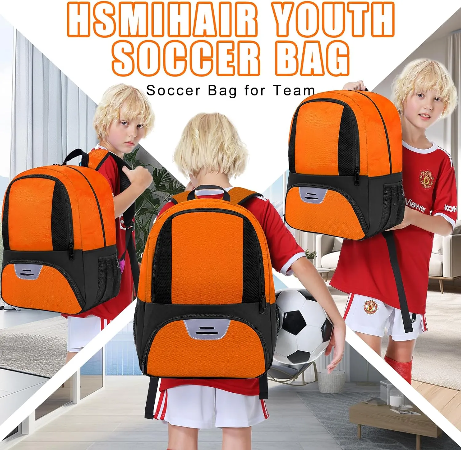 Soccer Bag,Youth Soccer Backpack, Football Volleyball Basketball Backpack fo,Sport Equipment Bags with Shoe compartment