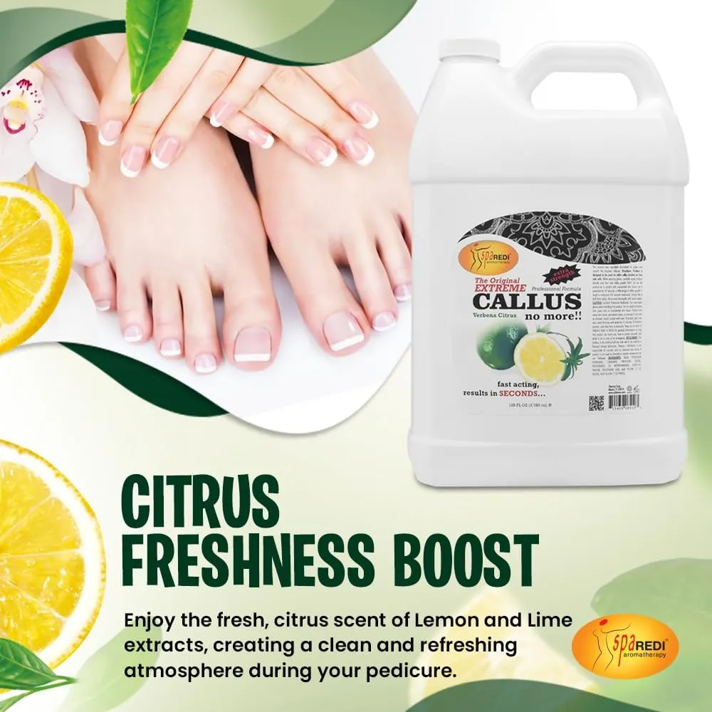 SPA REDI - Callus Remover for Feet Gel, Lemon and Lime, 128 Oz - Professional Pedicure Foot Care - Removes Toughest Calluses in Seconds and Smooths Dry Cracked Heels