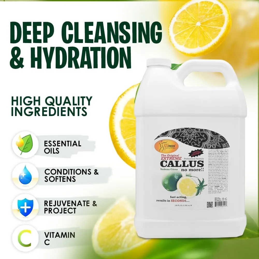 SPA REDI - Callus Remover for Feet Gel, Lemon and Lime, 128 Oz - Professional Pedicure Foot Care - Removes Toughest Calluses in Seconds and Smooths Dry Cracked Heels