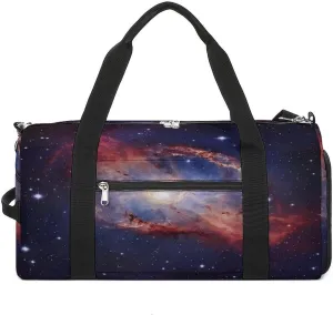 Sport Gym Bag for Women Men with Shoes Compartment And Wet Pocket,Universe Gala Travel Duffel Bag for Travel, Sports, Fitness, Workout