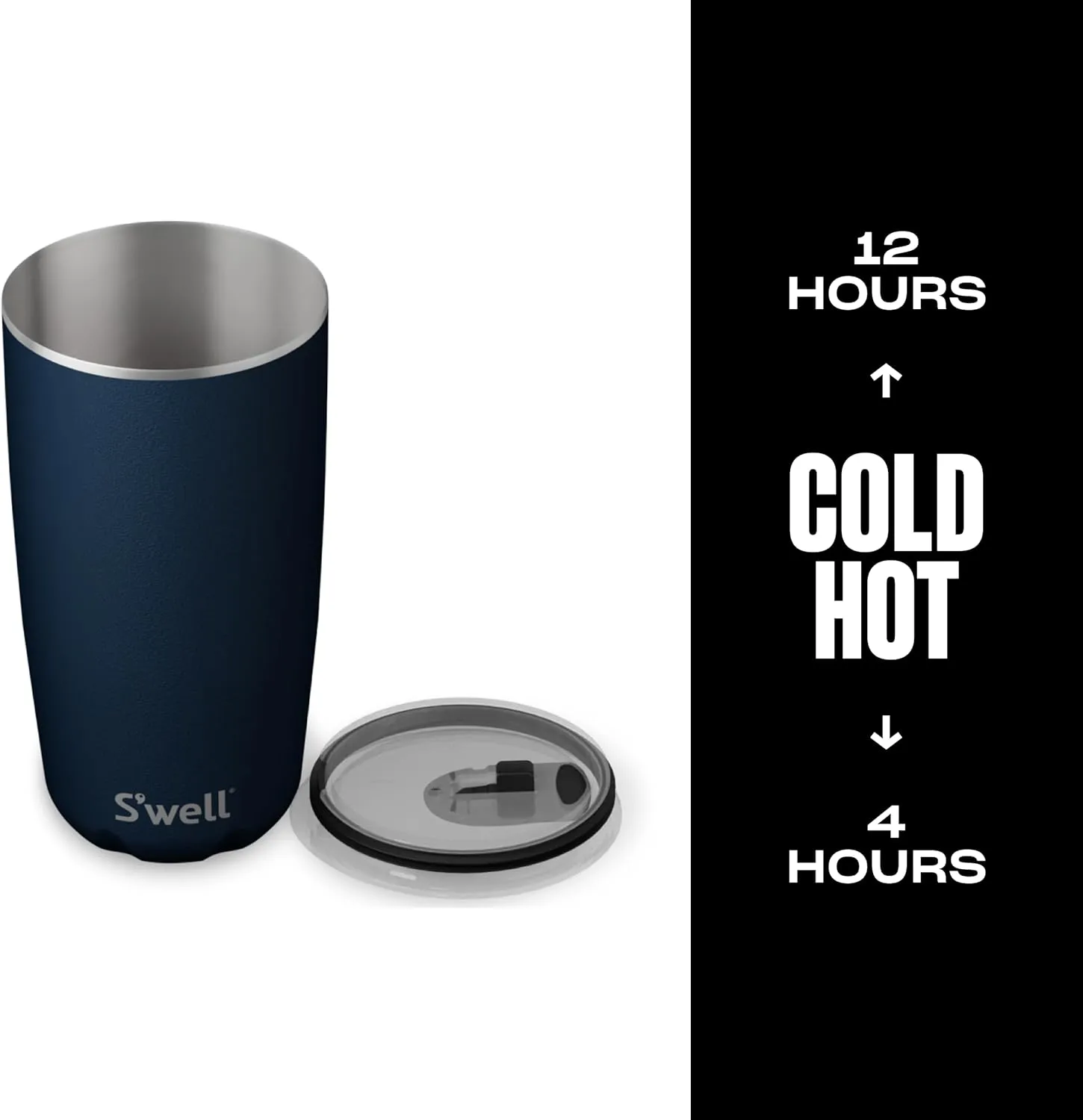 S'well Stainless Steel Tumbler with Slide-Open Lid, 18oz, Azurite, Triple Layered Vacuum Insulated Containers Keeps Drinks Cold for 12 Hours and Hot for 4, BPA Free