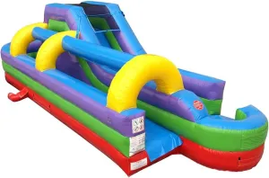 TentandTable Retro Rainbow Water Slide and Splash and Ride Waterslide Combo, Commercial-Grade Inflatable Water Slide, Includes 1.5HP Air Blower & Ground Stakes, 34'L x 10.5'W x 10'H