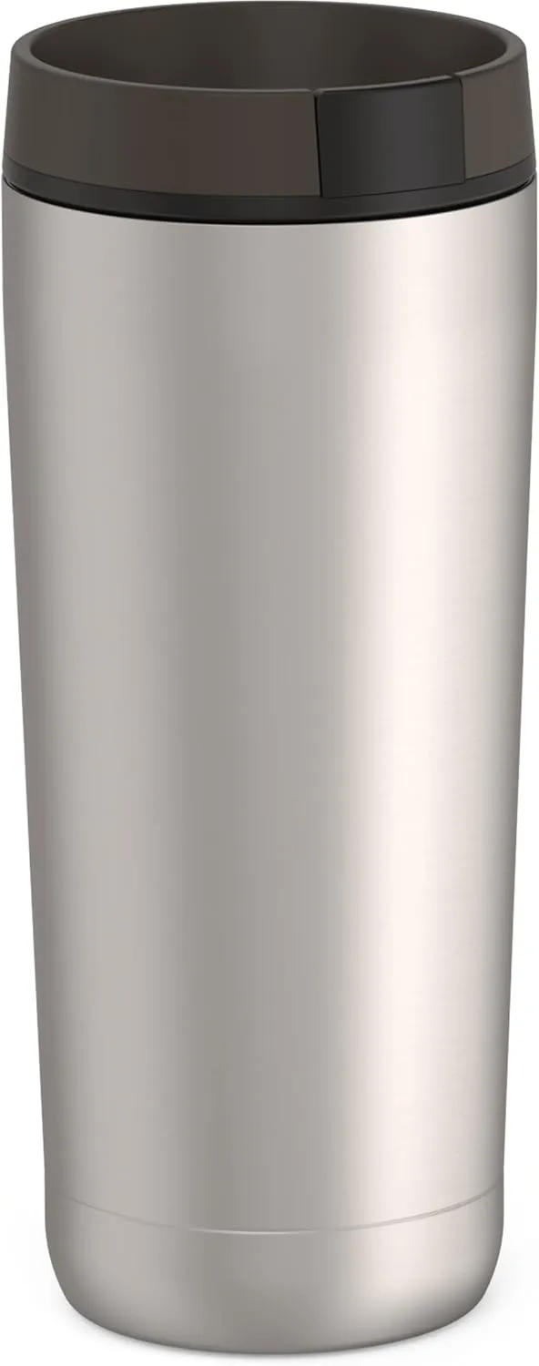 THERMOS ALTA SERIES Stainless Steel Tumbler 18 Ounce, Matte Steel/Espresso Black