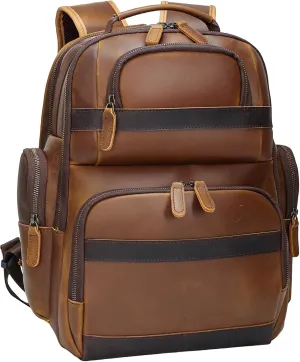 TIDING Men's Vintage Leather Backpack 15.6" Laptop Bag Large Capacity Business Travel Hiking Shoulder Daypacks