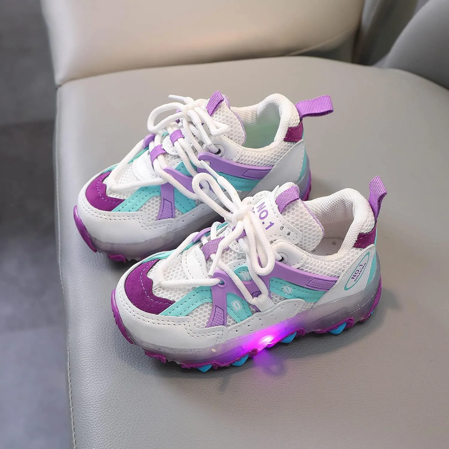 Toddler Girl Slip on Girls Led Children Luminous Sport Kids Baby Shoes Light Boys Bling Baby Shoes (Purple, 11 Little Kid)
